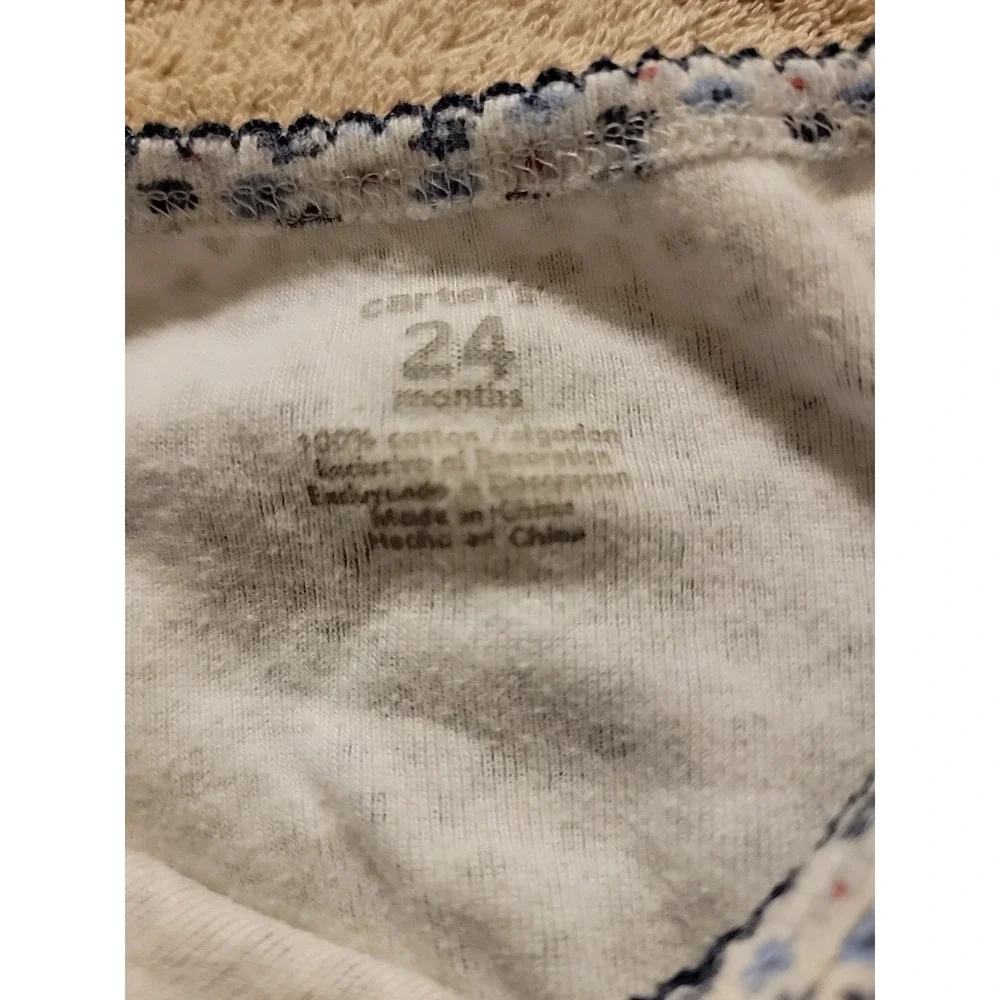 Carters 24 Months Girl Dress Blue & White Stripes & Floral Pattern‎